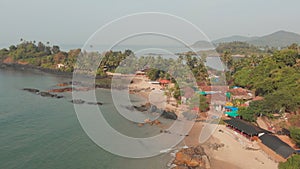 Beauty Pathem beach aerial view landscape, Goa state in India.