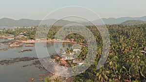 Beauty Pathem beach aerial view landscape, Goa state in India.