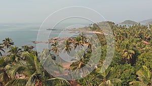 Beauty Pathem beach aerial view landscape, Goa state in India.