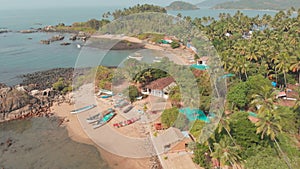 Beauty Pathem beach aerial view landscape, Goa state in India.