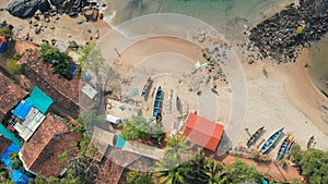 Beauty Pathem beach aerial view landscape, Goa state in India.