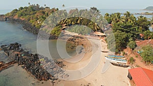 Beauty Pathem beach aerial view landscape, Goa state in India.