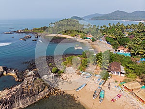 Beauty Pathem beach aerial view landscape, Goa state in India.