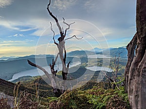 The beauty of the peak of Mount Talang in West Sumatra which stretches wide like a cross the equator