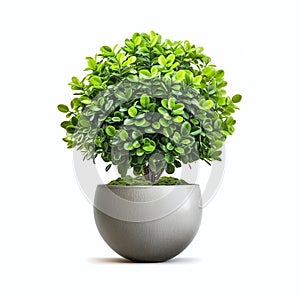 A beauty plant in a grey pot on a white background