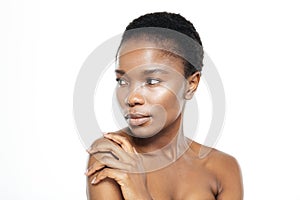 Beauty portrait of afro american woman looking away