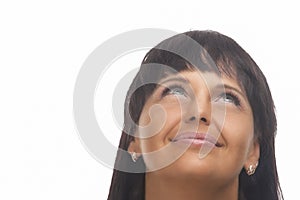 Beauty portrait of Caucasian Woman Looking Upwards