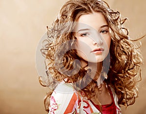 Beauty Portrait. Curly Hair