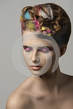 beauty portrait of girl with creative make-up