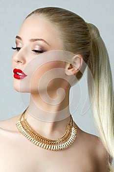 Beauty portrait of gorgeous blonde woman