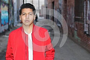 Beauty Portrait of Handsome Hispanic Young Male, Outdoors