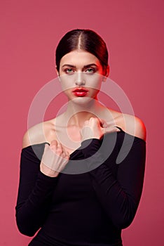 Beauty portrait of a lips of a young woman