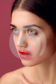 Beauty portrait of a lips of a young woman