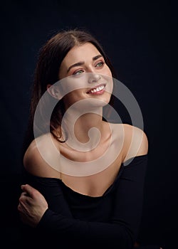 Beauty portrait of a lips of a young woman