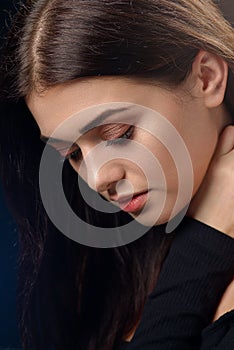 Beauty portrait of a lips of a young woman