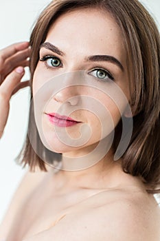 Beauty portrait of a pretty girl with makeup