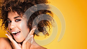 Beauty portrait of smiling girl with afro.