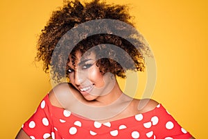 Beauty portrait of smiling girl with afro.