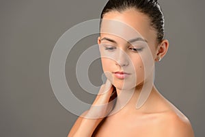 Beauty portrait teenage girl soft skin care