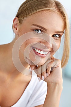 Beauty Portrait Of Woman With Beautiful Smile Fresh Face Smiling