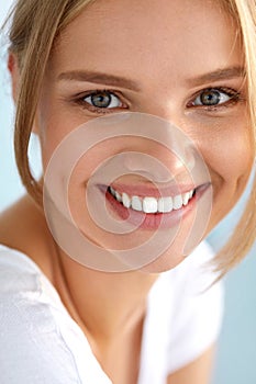 Beauty Portrait Of Woman With Beautiful Smile Fresh Face Smiling