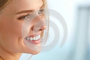 Beauty Portrait Of Woman With Beautiful Smile Fresh Face Smiling