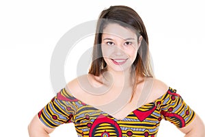 Beauty pretty young woman in african fashion top
