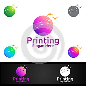 Beauty Printing Company Logo Design for Media, Retail, Advertising, Newspaper or Book Concept