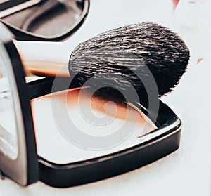 Beauty products and decorative cosmetics concept. Modern luxury make-up on vanity table as beauty blog background