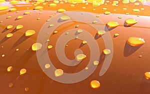 shiny water drops on orange colour background