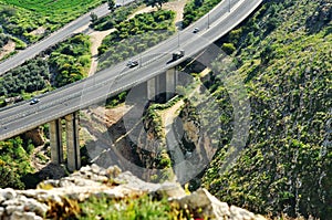 The beauty of roads on stilts passes in the mountains.