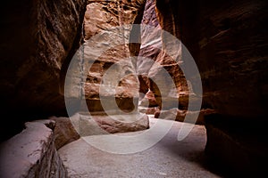 Beauty of rocks and ancient architecture in Petra, Jordan. Ancient temple in Petra, Jordan