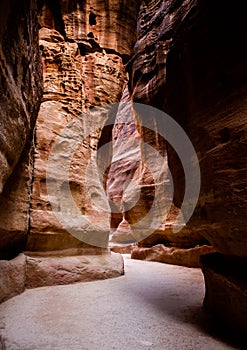 Beauty of rocks and ancient architecture in Petra, Jordan. Ancient temple in Petra, Jordan