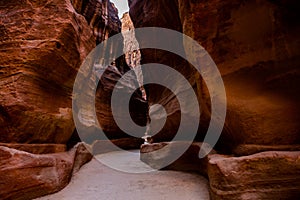 Beauty of rocks and ancient architecture in Petra, Jordan. Ancient temple in Petra, Jordan