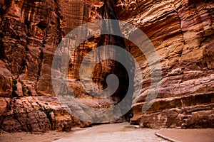 Beauty of rocks and ancient architecture in Petra, Jordan. Ancient temple in Petra, Jordan