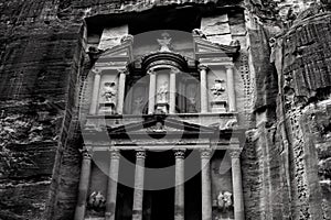 Beauty of rocks and ancient architecture in Petra, Jordan. Ancient temple in Petra, Jordan