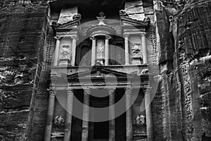 Beauty of rocks and ancient architecture in Petra, Jordan. Ancient temple in Petra, Jordan