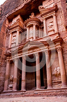 Beauty of rocks and ancient architecture in Petra, Jordan. Ancient temple in Petra, Jordan