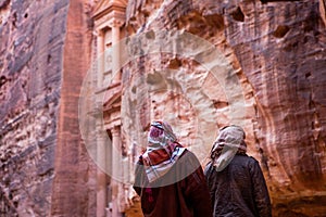 Beauty of rocks and ancient architecture in Petra, Jordan. Ancient temple in Petra, Jordan