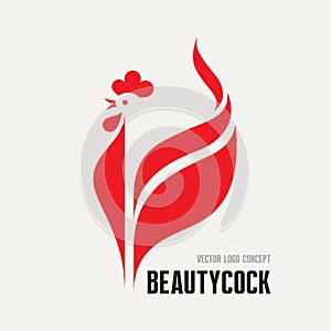 Beauty - rooster vector logo concept. Bird minimal illustration. Vector logo template. design element