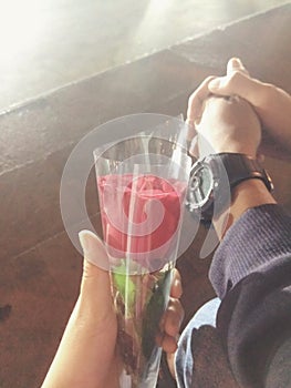 Beauty roses on  a date, man give flower, gift ,love