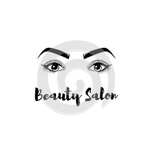 Beauty Salon Badge. The Women s Eyes. Eyelashes, Eyebrows Makeup. Logo Illustration Vector