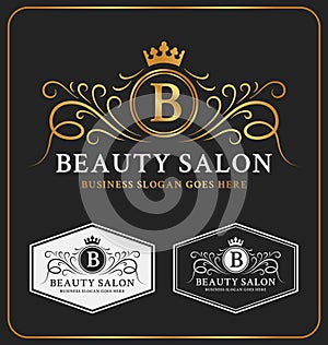 Beauty Salon Heraldic Crest Logo Template photo