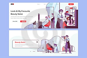 Beauty salon landing pages set.