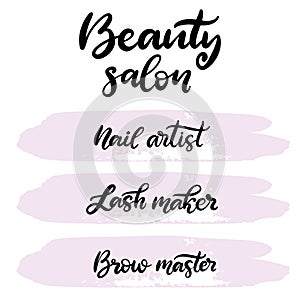 Beauty salon lettering vector illustration