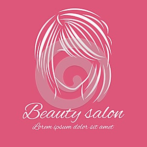 Beauty salon logo on crimson background