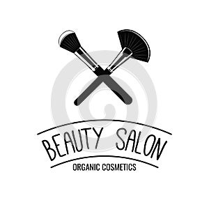 Beauty Salon logo, label, emblem. Makeup Brushes icoons. Vector Illustration. photo