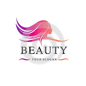 Beauty salon logo template. Vector illustration photo