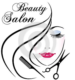 Beauty salon pretty woman hair face logo