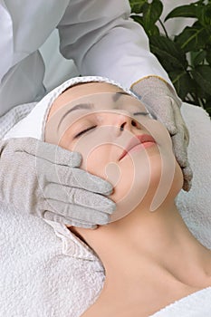 Beauty salon series. facial massage